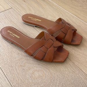 Saint Laurent Tribute Flat Sandal Amber size 38